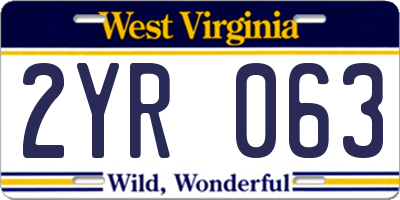 WV license plate 2YR063