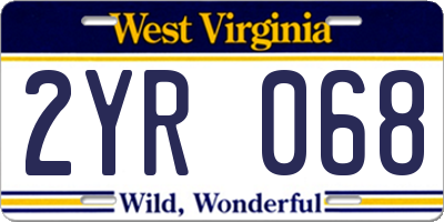 WV license plate 2YR068