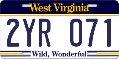 WV license plate 2YR071