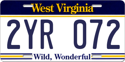WV license plate 2YR072