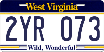 WV license plate 2YR073