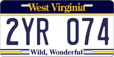WV license plate 2YR074