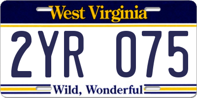 WV license plate 2YR075