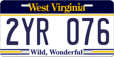 WV license plate 2YR076