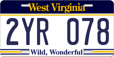 WV license plate 2YR078