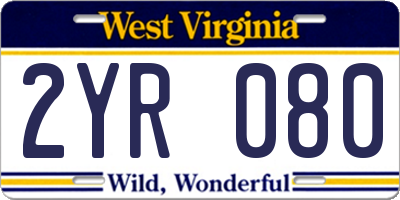 WV license plate 2YR080