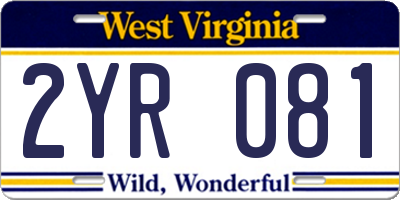 WV license plate 2YR081