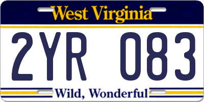 WV license plate 2YR083