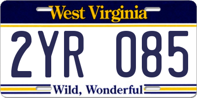 WV license plate 2YR085