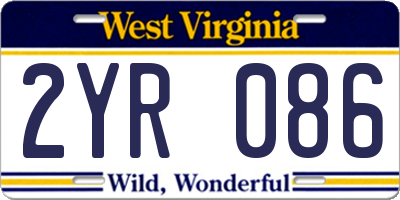 WV license plate 2YR086