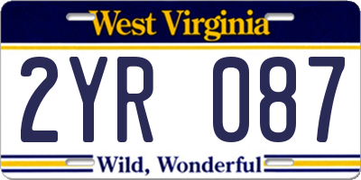 WV license plate 2YR087