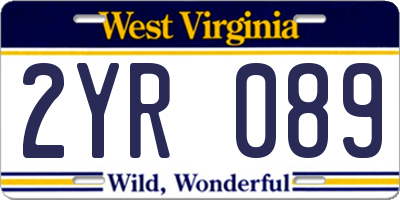 WV license plate 2YR089
