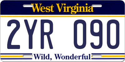 WV license plate 2YR090