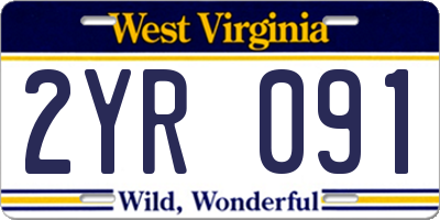 WV license plate 2YR091