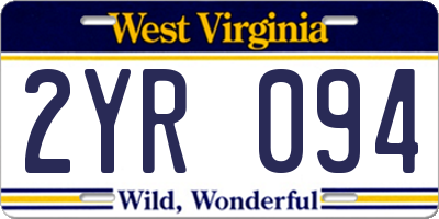WV license plate 2YR094