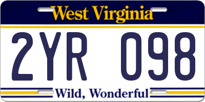 WV license plate 2YR098