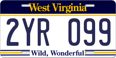 WV license plate 2YR099
