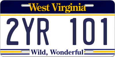WV license plate 2YR101