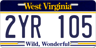 WV license plate 2YR105