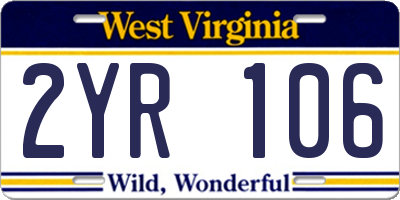 WV license plate 2YR106