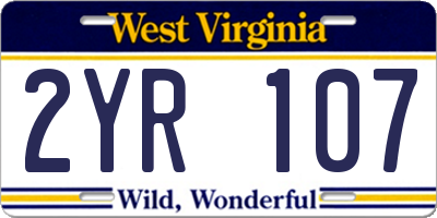 WV license plate 2YR107