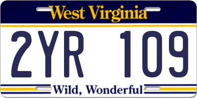 WV license plate 2YR109