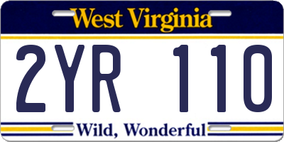 WV license plate 2YR110