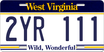 WV license plate 2YR111