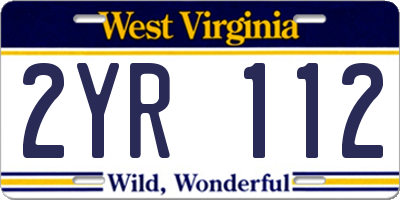WV license plate 2YR112