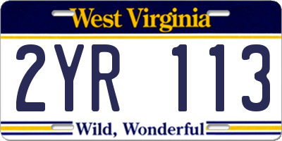 WV license plate 2YR113