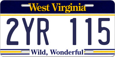 WV license plate 2YR115