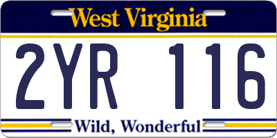 WV license plate 2YR116