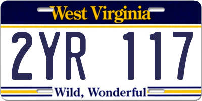 WV license plate 2YR117