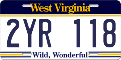 WV license plate 2YR118