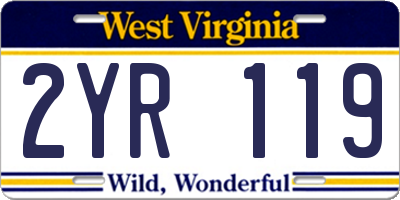 WV license plate 2YR119