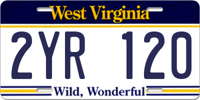 WV license plate 2YR120