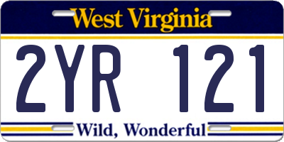 WV license plate 2YR121
