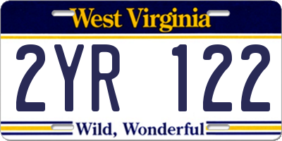 WV license plate 2YR122