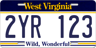 WV license plate 2YR123