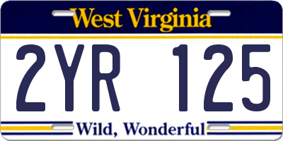 WV license plate 2YR125