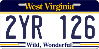 WV license plate 2YR126
