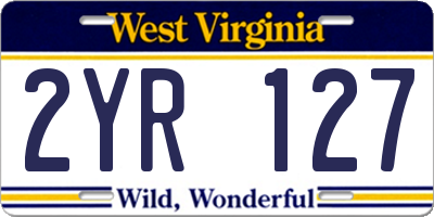 WV license plate 2YR127