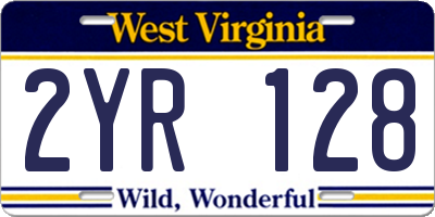 WV license plate 2YR128