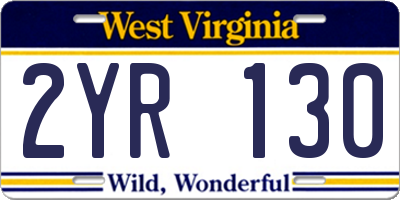 WV license plate 2YR130