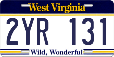 WV license plate 2YR131