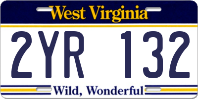 WV license plate 2YR132
