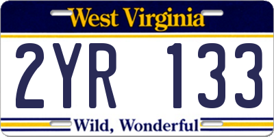 WV license plate 2YR133