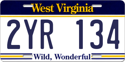 WV license plate 2YR134