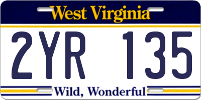WV license plate 2YR135
