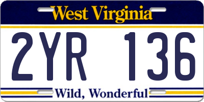 WV license plate 2YR136